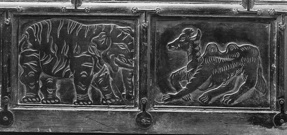 Palanquin, Lacquered wood with paper, cellulosic acetate and silk cushion, Korea