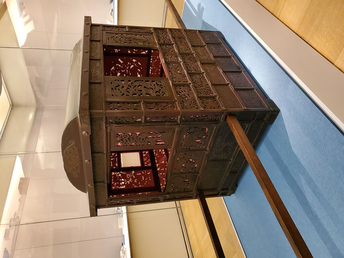 Palanquin, Lacquered wood with paper, cellulosic acetate and silk cushion, Korea