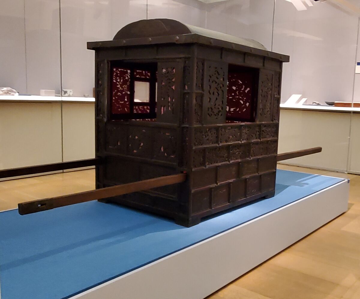 Palanquin, Lacquered wood with paper, cellulosic acetate and silk cushion, Korea