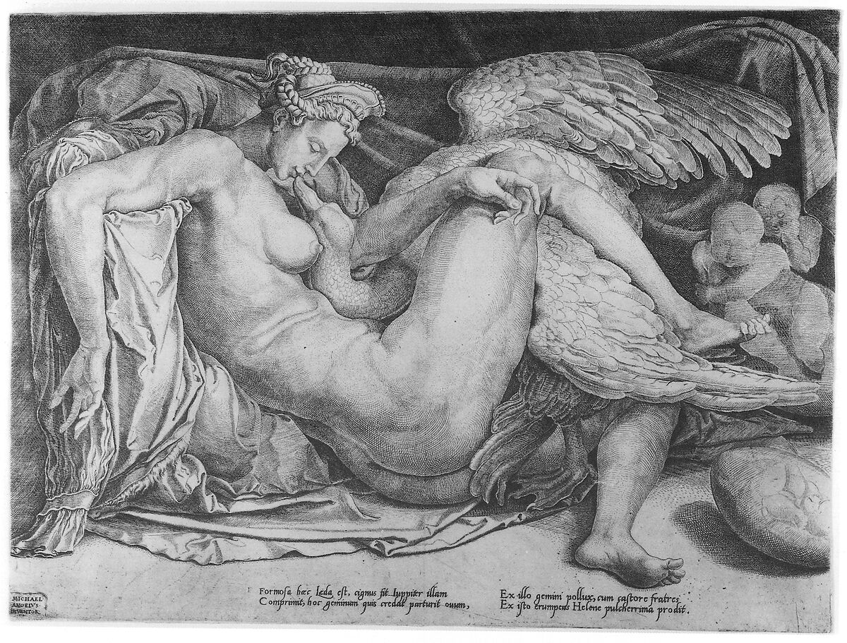Leda and the Swan, Cornelis Bos (Netherlandish, Hertogenbosch ca. 1510?–before 1556 Groningen), Engraving