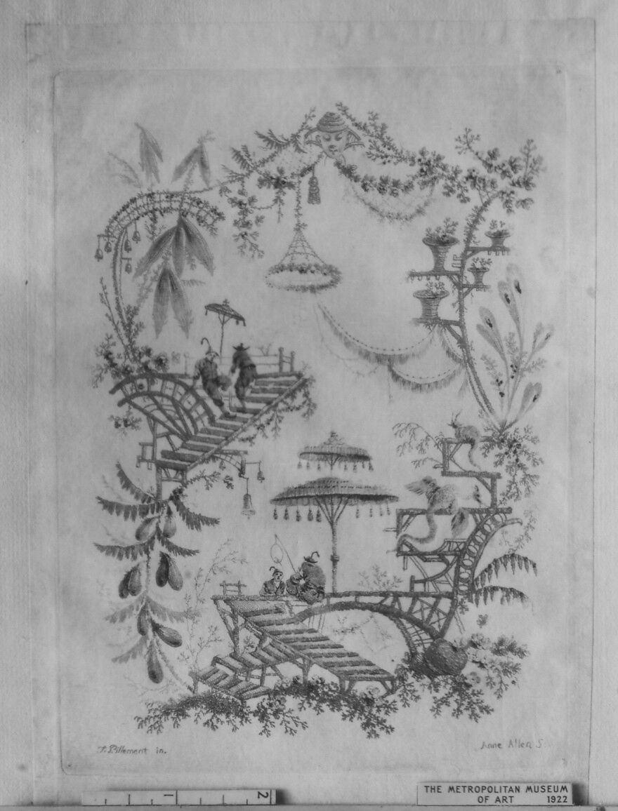 Chinoiserie, from "Nouvelle Suite de Cahiers arabesques chinois a l'usage des dessinateurs et des peintres", Jean Pillement (French, Lyons 1728–1808 Lyons), Etching, inked à la poupée
