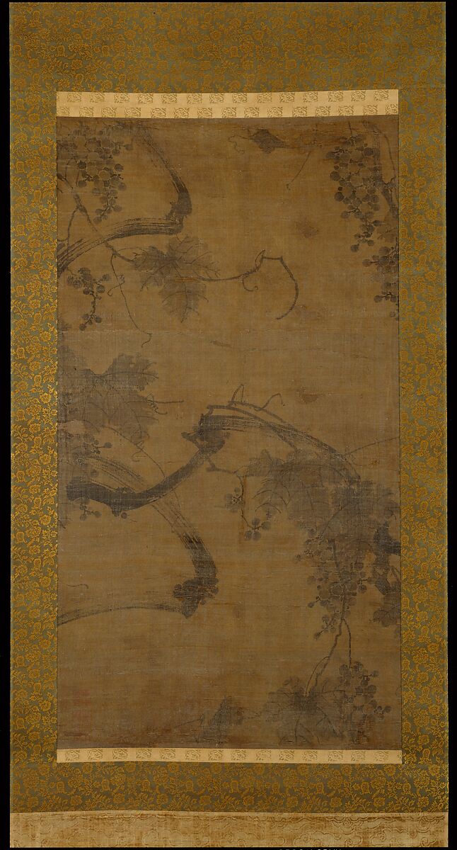 Grapevine in the Wind, Unidentified artist, Hanging scroll; ink on silk, Korea 