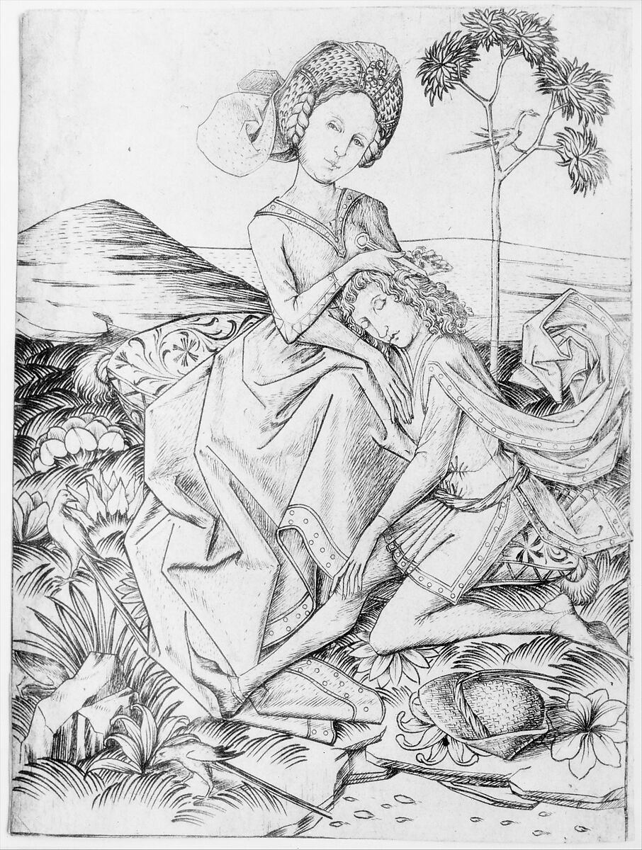 Samson and Delilah, Master ES (German, active ca. 1450–67), Engraving 