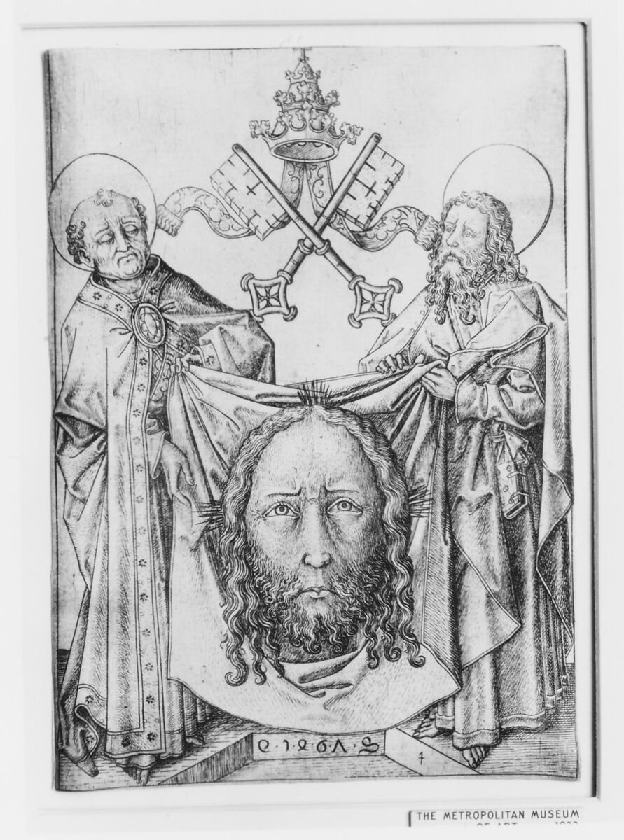 The Sudarium with St. Peter and St. Paul, Master ES (German, active ca. 1450–67), Engraving 