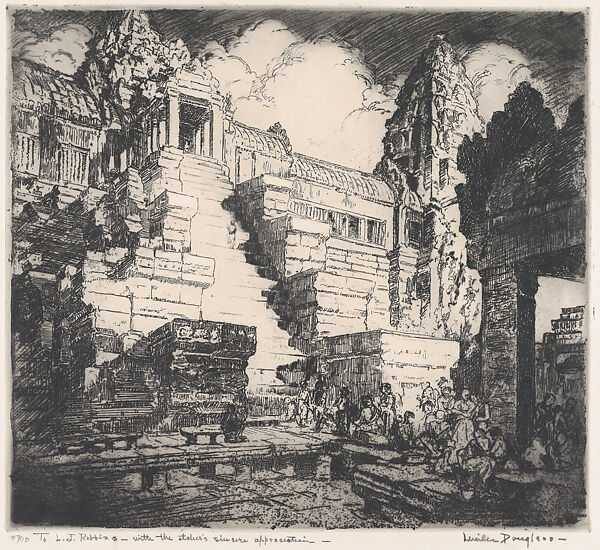 Grand Stairway – Angkor Wat, Lucille Sinclair Douglass (American, Tuskegee, Alabama 1878–1935 Andover, Massachusetts), Etching 
