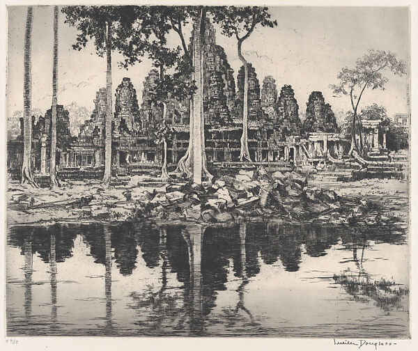 The Bayon at Sunset – Angkor Thom, Lucille Sinclair Douglass (American, Tuskegee, Alabama 1878–1935 Andover, Massachusetts), Etching 