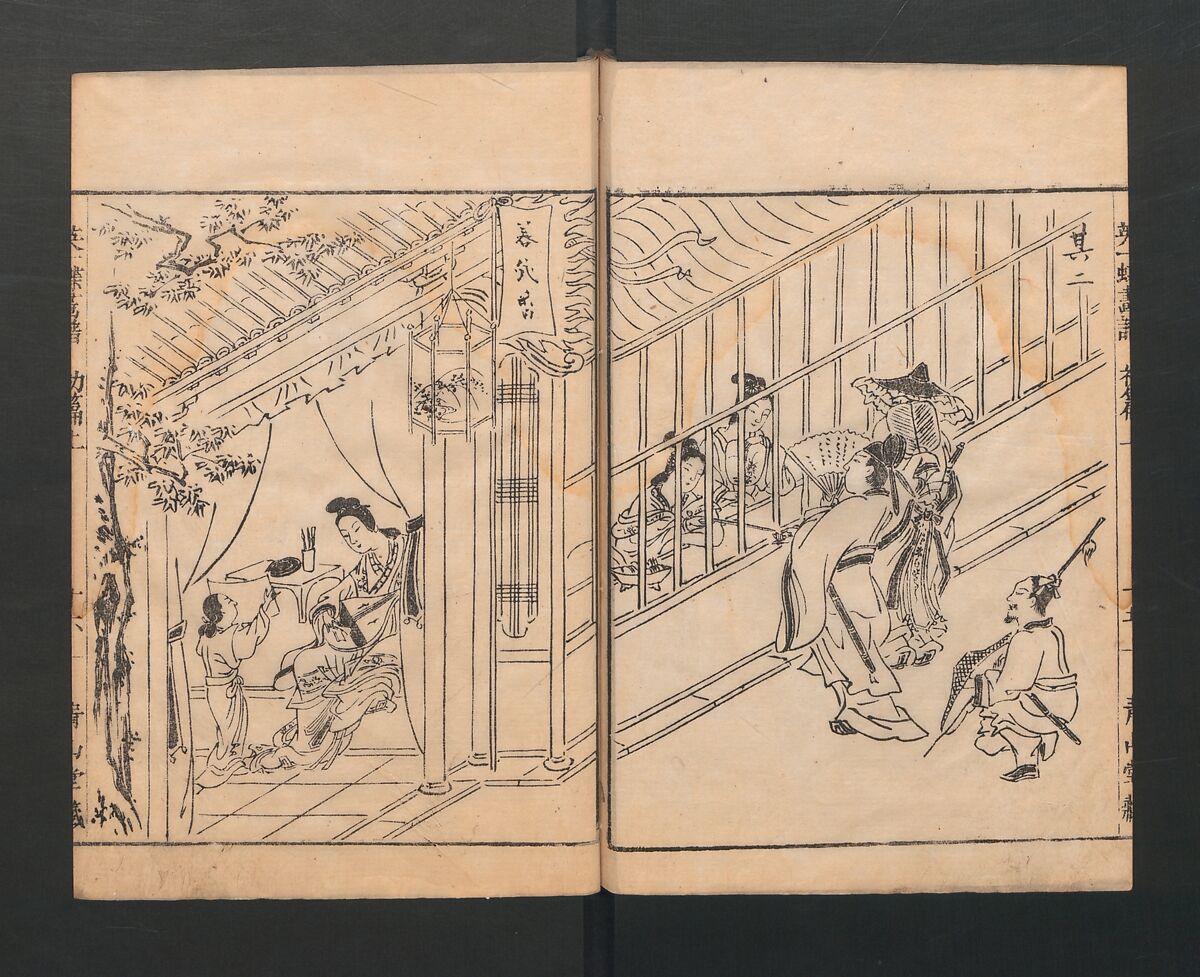 Itchō Picture Album (Itchō gafu)  一蝶画譜, Hanabusa Itchō 英一蝶 (Japanese, 1652–1724), Set of three woodblock printed books; ink on paper, Japan