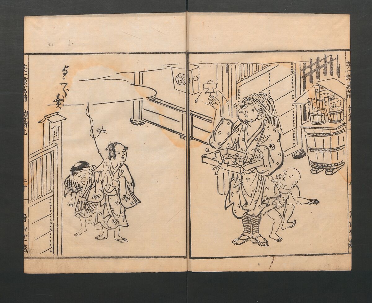 Itchō Picture Album (Itchō gafu)  一蝶画譜, Hanabusa Itchō 英一蝶 (Japanese, 1652–1724), Set of three woodblock printed books; ink on paper, Japan