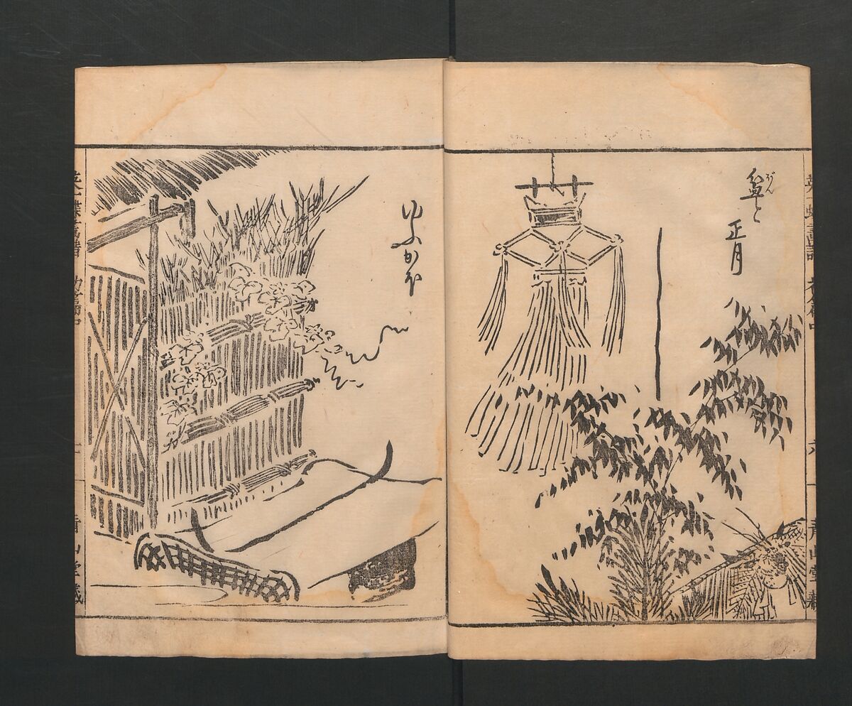 Itchō Picture Album (Itchō gafu)  一蝶画譜, Hanabusa Itchō 英一蝶 (Japanese, 1652–1724), Set of three woodblock printed books; ink on paper, Japan