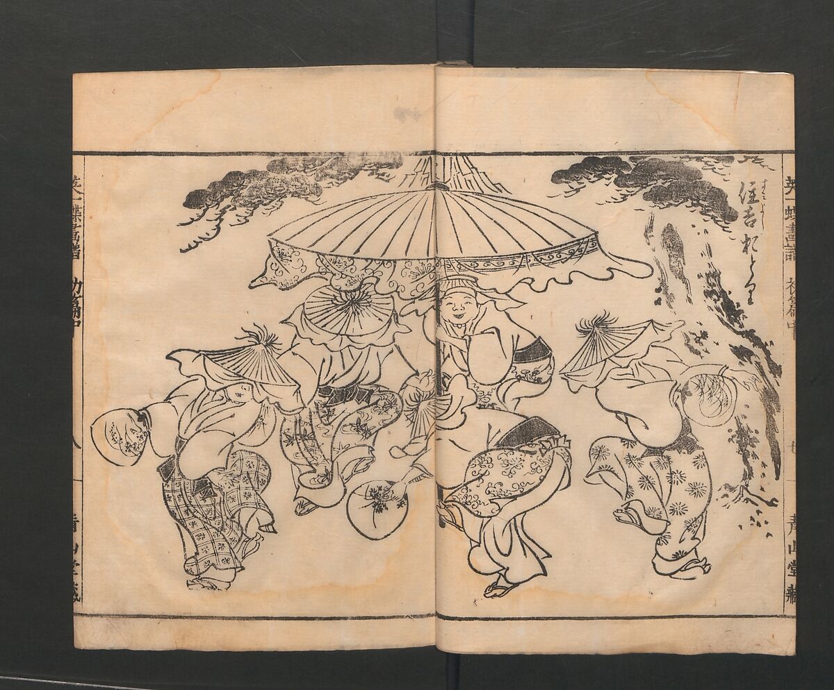 Itchō Picture Album (Itchō gafu)  一蝶画譜, Hanabusa Itchō 英一蝶 (Japanese, 1652–1724), Set of three woodblock printed books; ink on paper, Japan