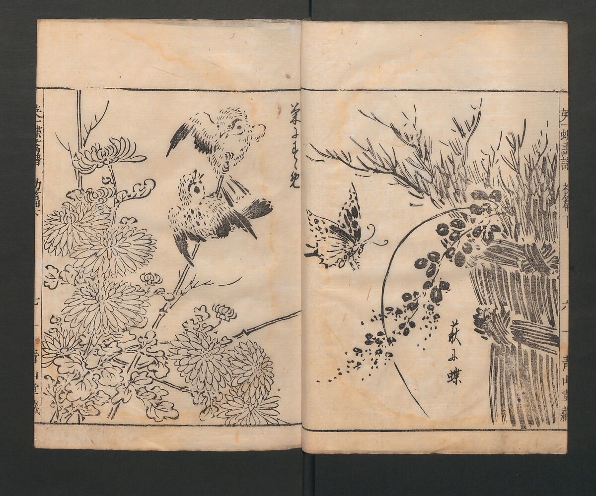 Itchō Picture Album (Itchō gafu)  一蝶画譜, Hanabusa Itchō 英一蝶 (Japanese, 1652–1724), Set of three woodblock printed books; ink on paper, Japan