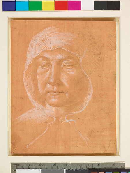 Head of an Old Woman, Domenico Ghirlandaio (Domenico Bigordi)  Italian, Metalpoint on pink prepared paper