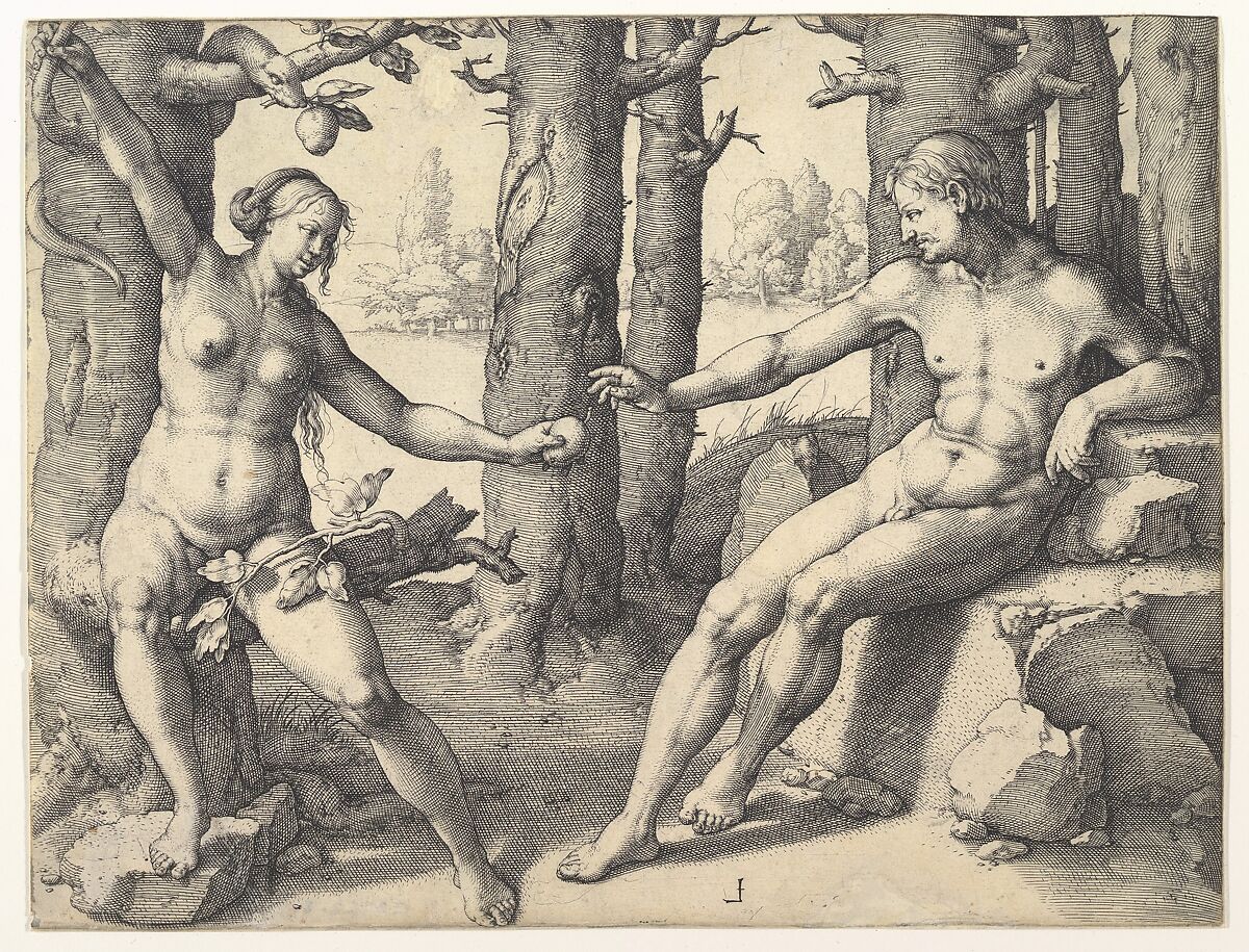 Fall of Man, Lucas van Leyden (Netherlandish, Leiden ca. 1494–1533 Leiden), Engraving; second state 