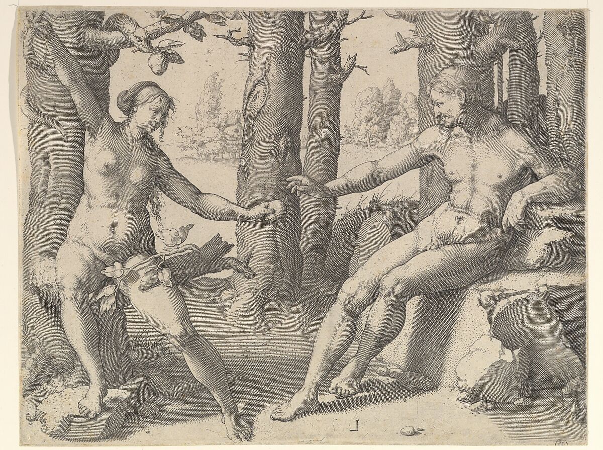 Fall of Man, Lucas van Leyden (Netherlandish, Leiden ca. 1494–1533 Leiden), Engraving; second state 