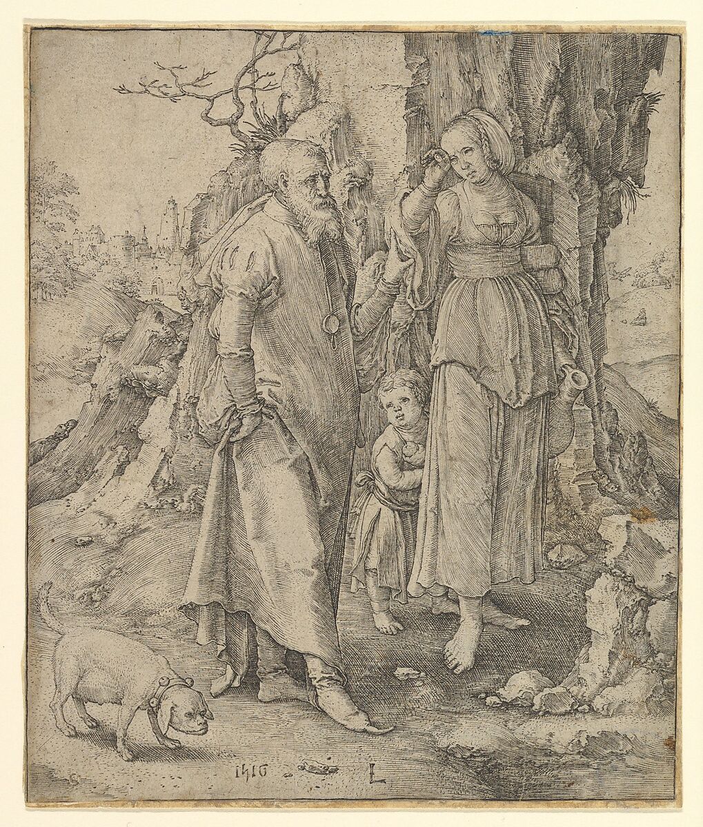 Abraham Sending Away Hagar, Lucas van Leyden (Netherlandish, Leiden ca. 1494–1533 Leiden), Engraving 