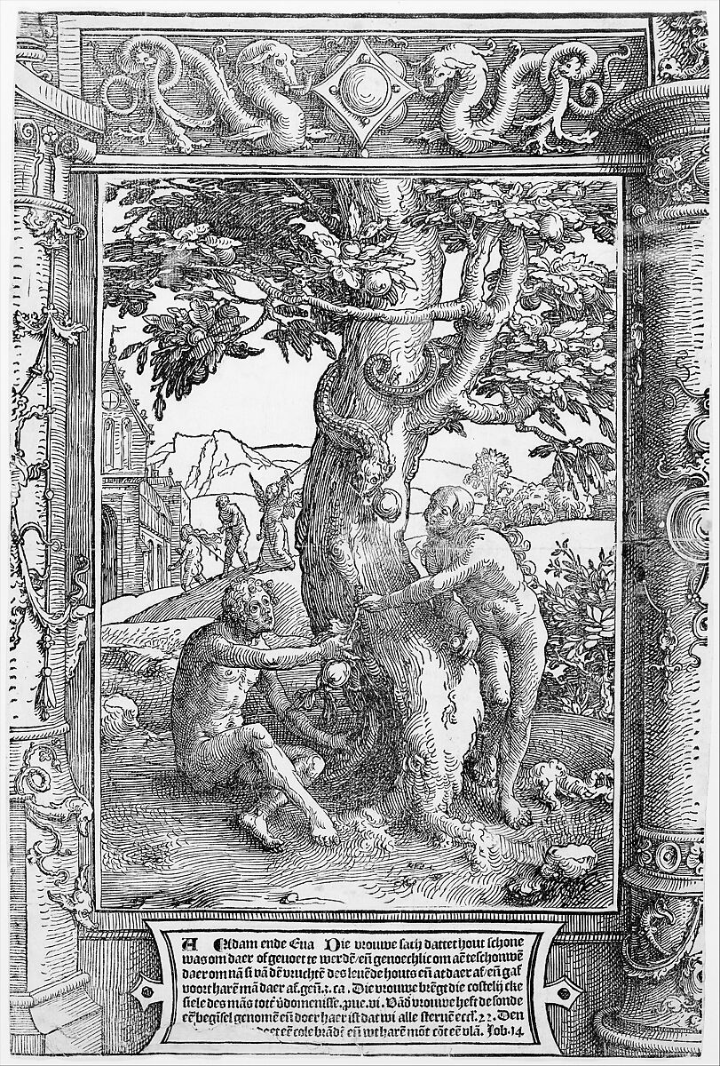 The Fall of Man, Lucas van Leyden (Netherlandish, Leiden ca. 1494–1533 Leiden), Woodcut; second state of two