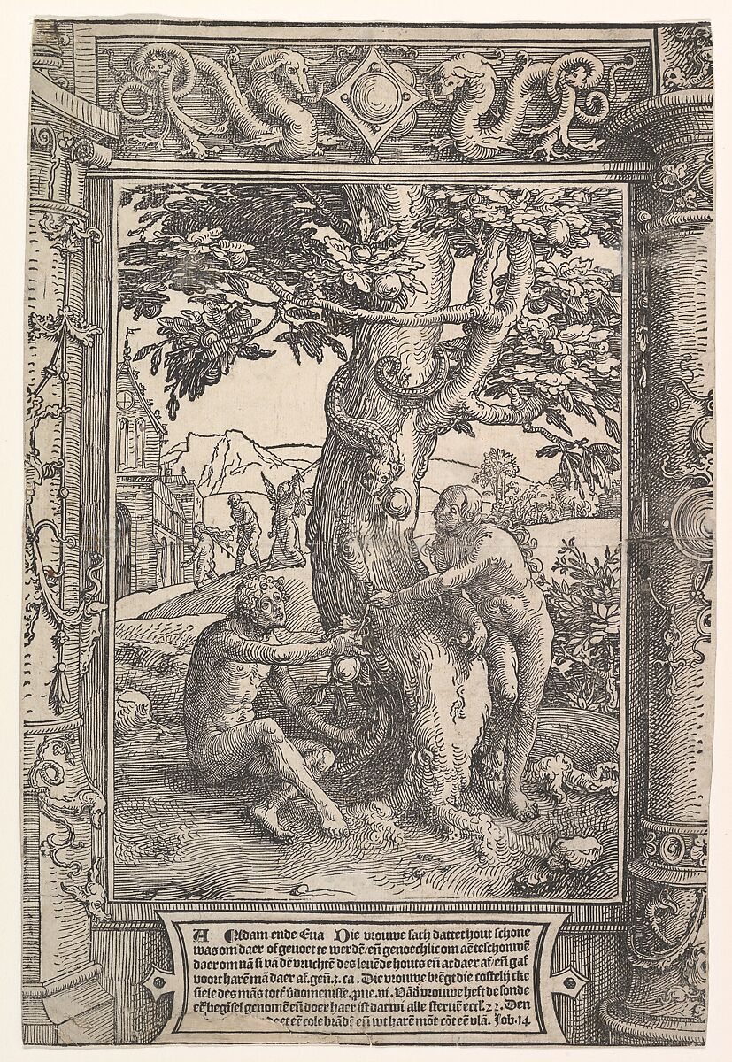 The Fall of Man, Lucas van Leyden (Netherlandish, Leiden ca. 1494–1533 Leiden), Woodcut; second state of two 