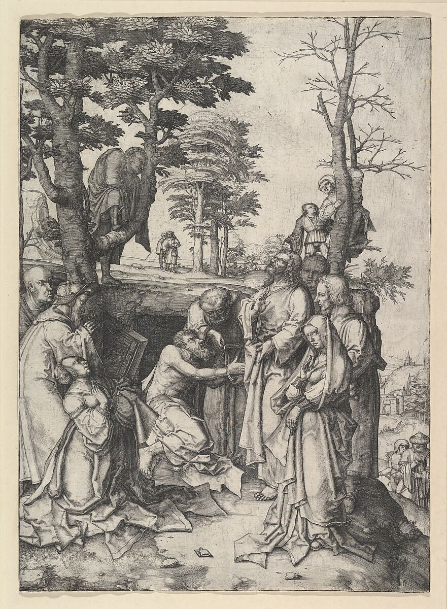 The Raising of Lazarus, Lucas van Leyden (Netherlandish, Leiden ca. 1494–1533 Leiden), Engraving 