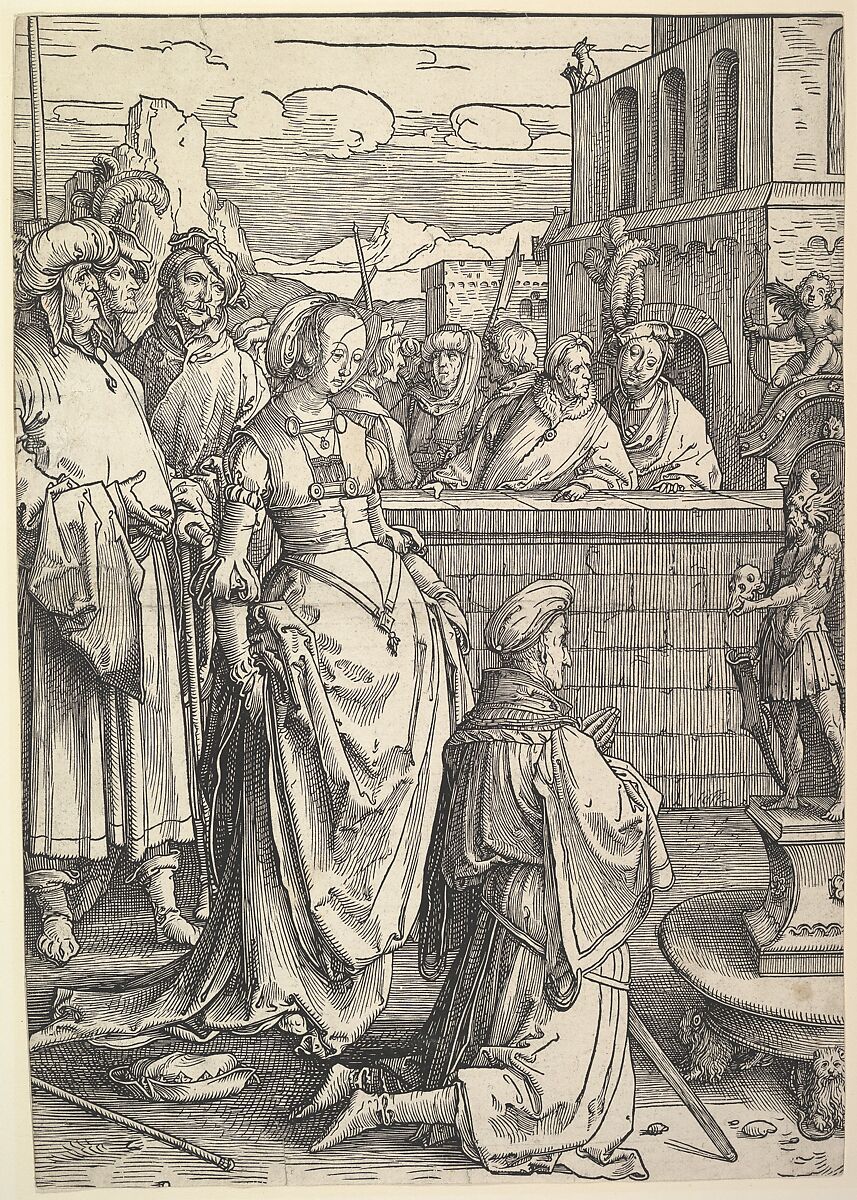 Solomon Worshiping an Idol, Lucas van Leyden (Netherlandish, Leiden ca. 1494–1533 Leiden), Woodcut 