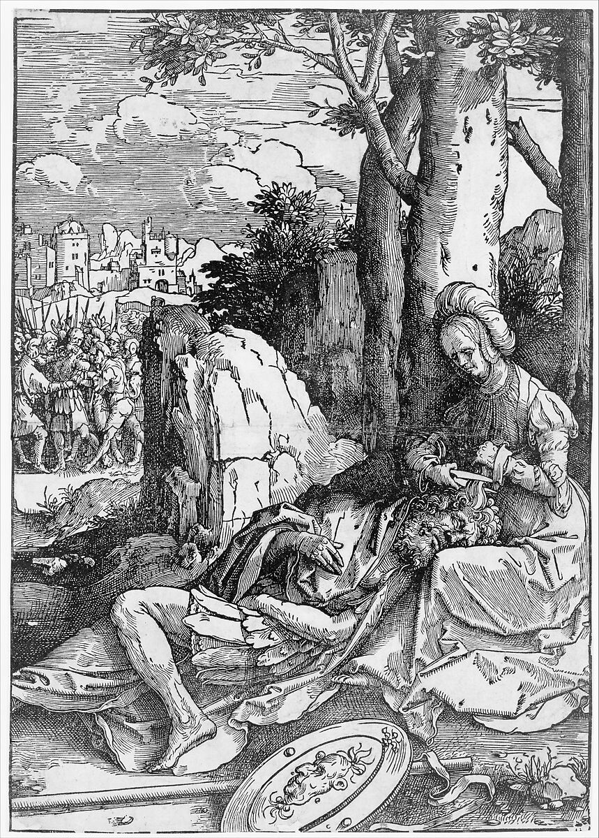 Samson and Delilah, Lucas van Leyden (Netherlandish, Leiden ca. 1494–1533 Leiden), Woodcut