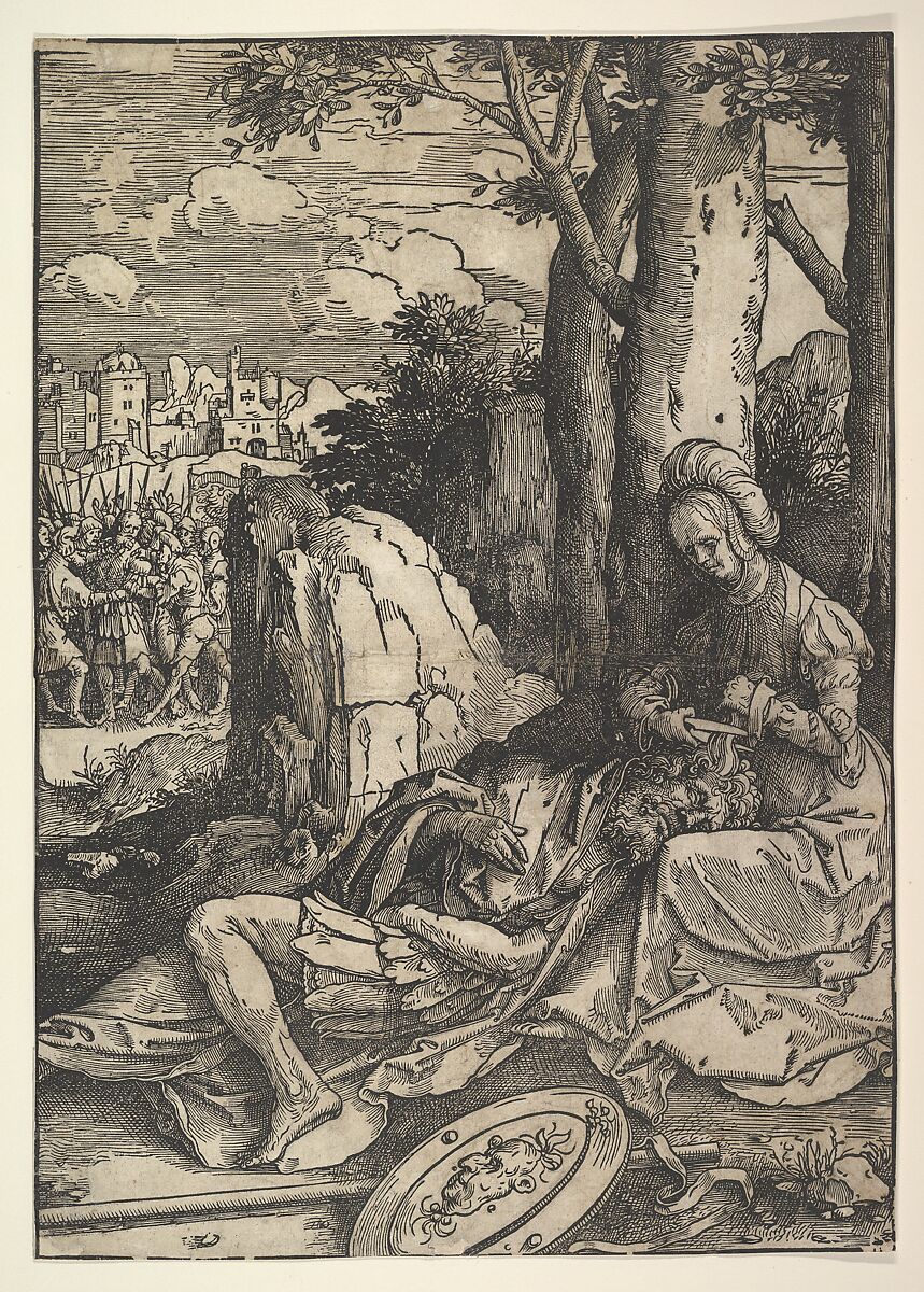 Samson and Delilah, Lucas van Leyden (Netherlandish, Leiden ca. 1494–1533 Leiden), Woodcut 