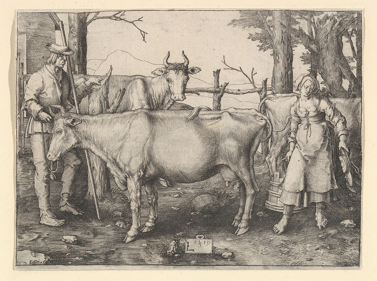 The Milkmaid, Lucas van Leyden (Netherlandish, Leiden ca. 1494–1533 Leiden), Engraving 
