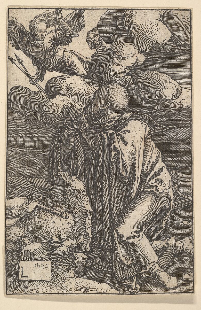 David Praying, Lucas van Leyden (Netherlandish, Leiden ca. 1494–1533 Leiden), Engraving 