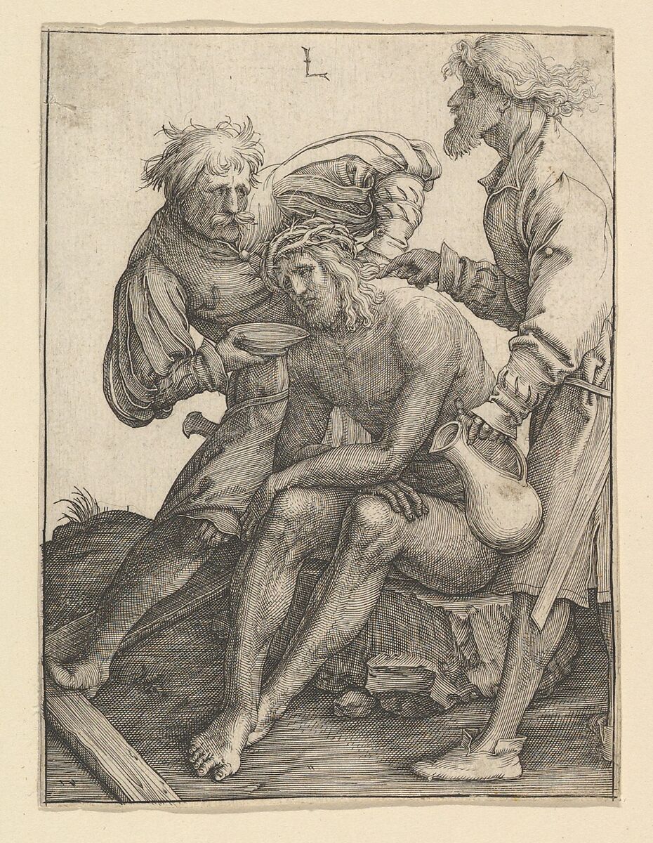 Soldiers Giving Drink to Christ, Lucas van Leyden (Netherlandish, Leiden ca. 1494–1533 Leiden), Engraving 