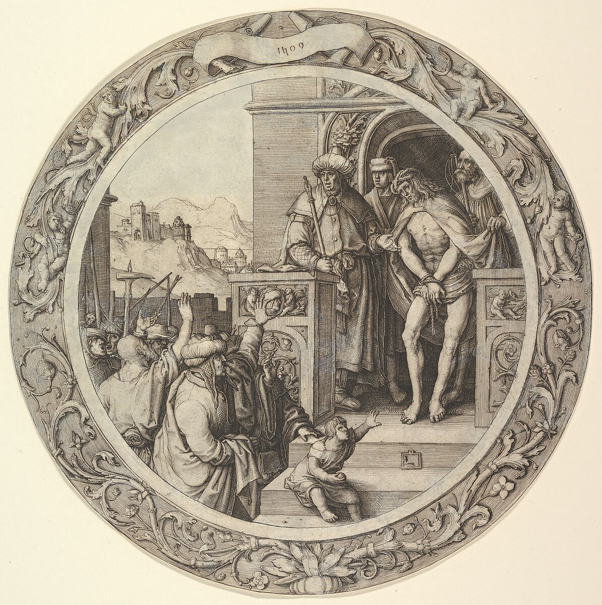 Ecce Homo, from the Circular Passion, Lucas van Leyden (Netherlandish, Leiden ca. 1494–1533 Leiden), Engraving 