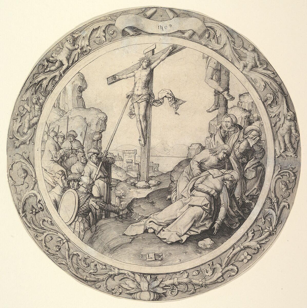 The Crucifixion, from the Circular Passion, Lucas van Leyden (Netherlandish, Leiden ca. 1494–1533 Leiden), Engraving 