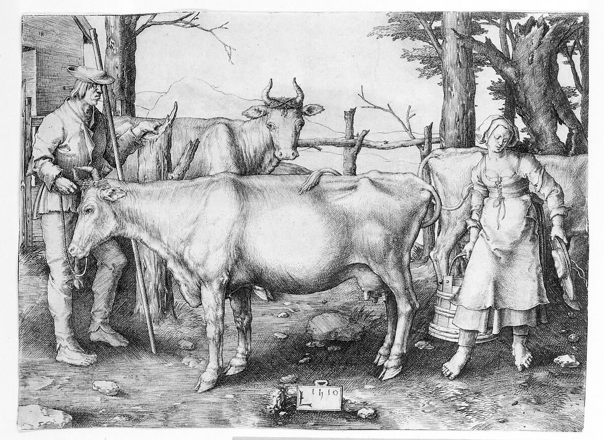 The Milkmaid, Lucas van Leyden (Netherlandish, Leiden ca. 1494–1533 Leiden), Engraving