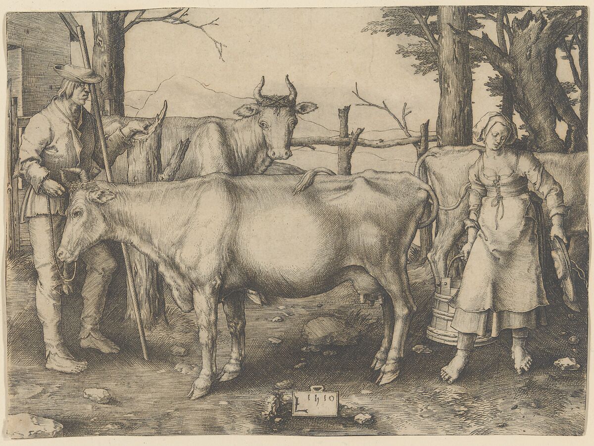 The Milkmaid, Lucas van Leyden (Netherlandish, Leiden ca. 1494–1533 Leiden), Engraving