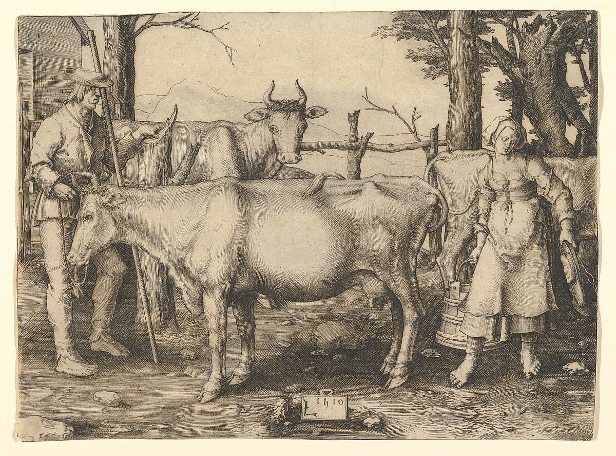 The Milkmaid, Lucas van Leyden (Netherlandish, Leiden ca. 1494–1533 Leiden), Engraving 