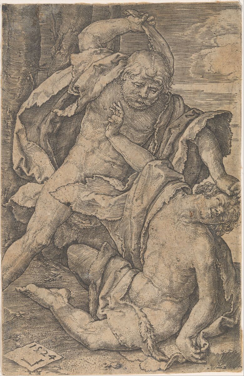Cain Killing Abel, Lucas van Leyden (Netherlandish, Leiden ca. 1494–1533 Leiden), Engraving 