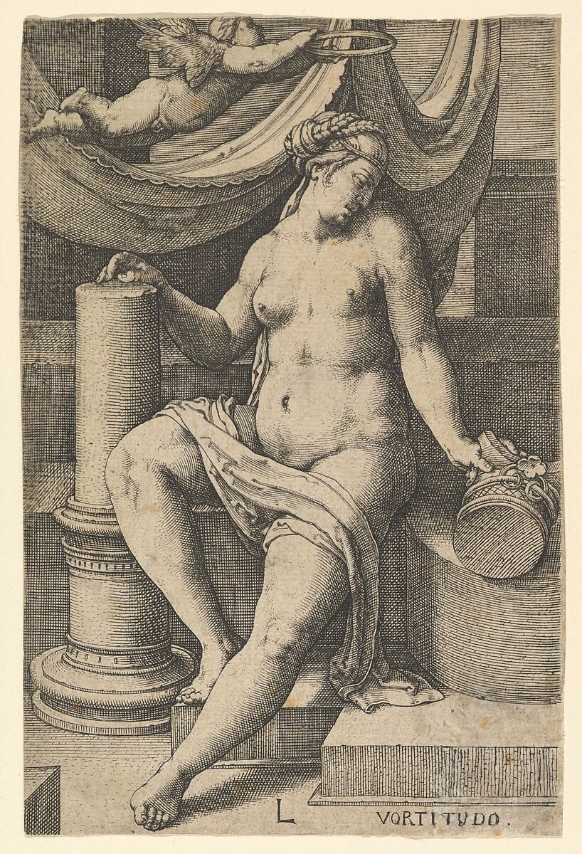 Fortitude, from "The Seven Virtues", Lucas van Leyden (Netherlandish, Leiden ca. 1494–1533 Leiden), Engraving 