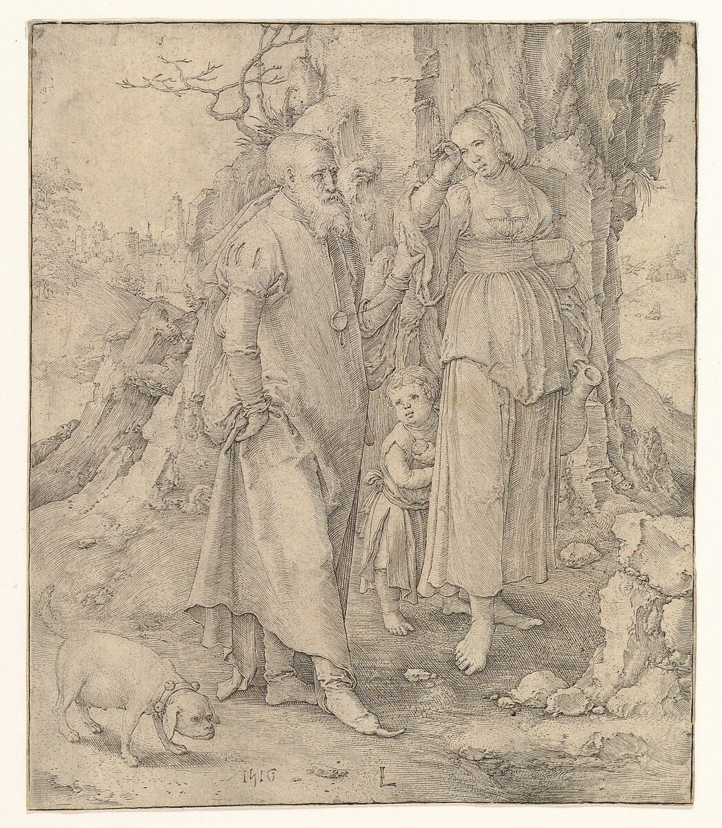 Abraham Sending Away Hagar, Lucas van Leyden (Netherlandish, Leiden ca. 1494–1533 Leiden), Engraving 