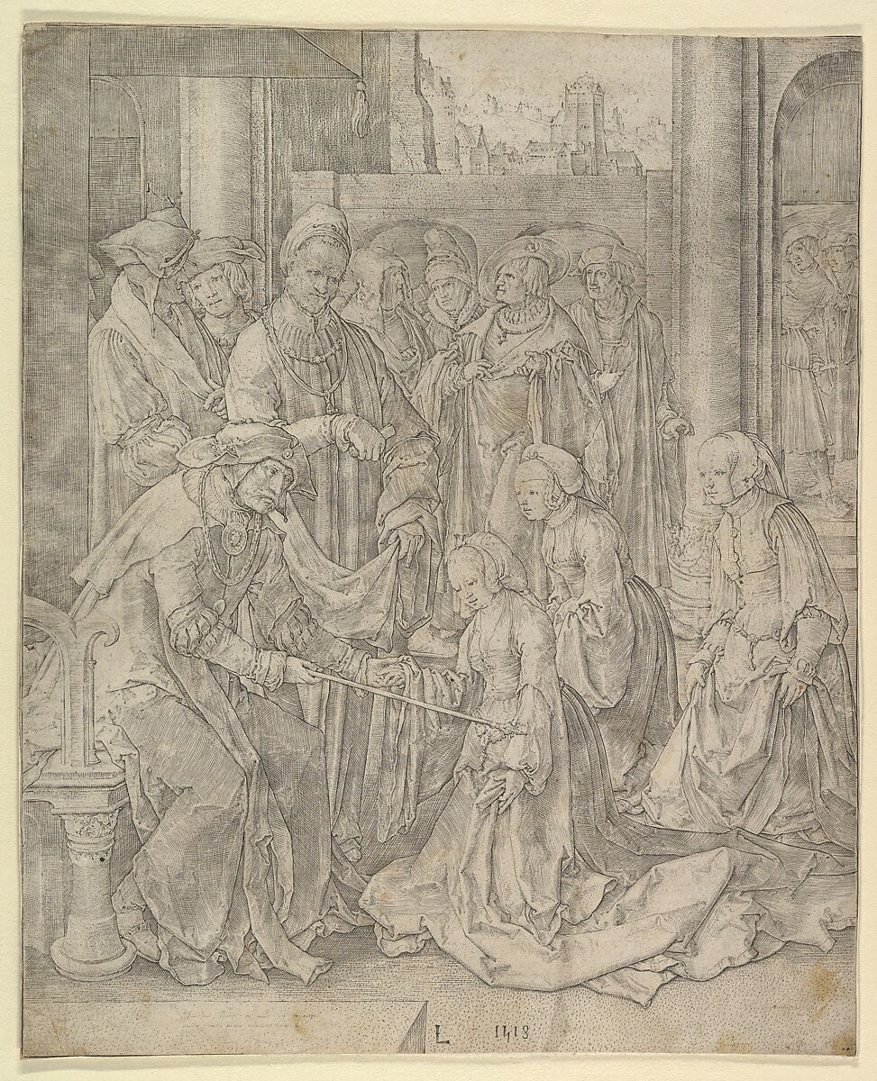 Esther Before Ahasuerus, Lucas van Leyden (Netherlandish, Leiden ca. 1494–1533 Leiden), Engraving; third state 