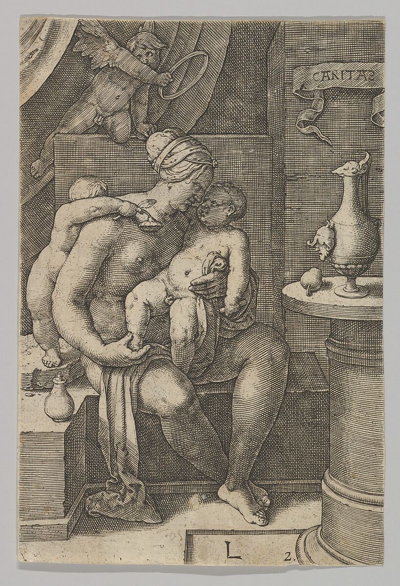 Charity, from the series The Virtues, Lucas van Leyden (Netherlandish, Leiden ca. 1494–1533 Leiden), Engraving; third state 
