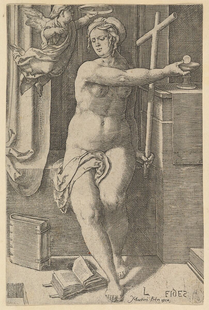 Faith, from the series The Seven Virtues, Lucas van Leyden (Netherlandish, Leiden ca. 1494–1533 Leiden), Engraving; second state 