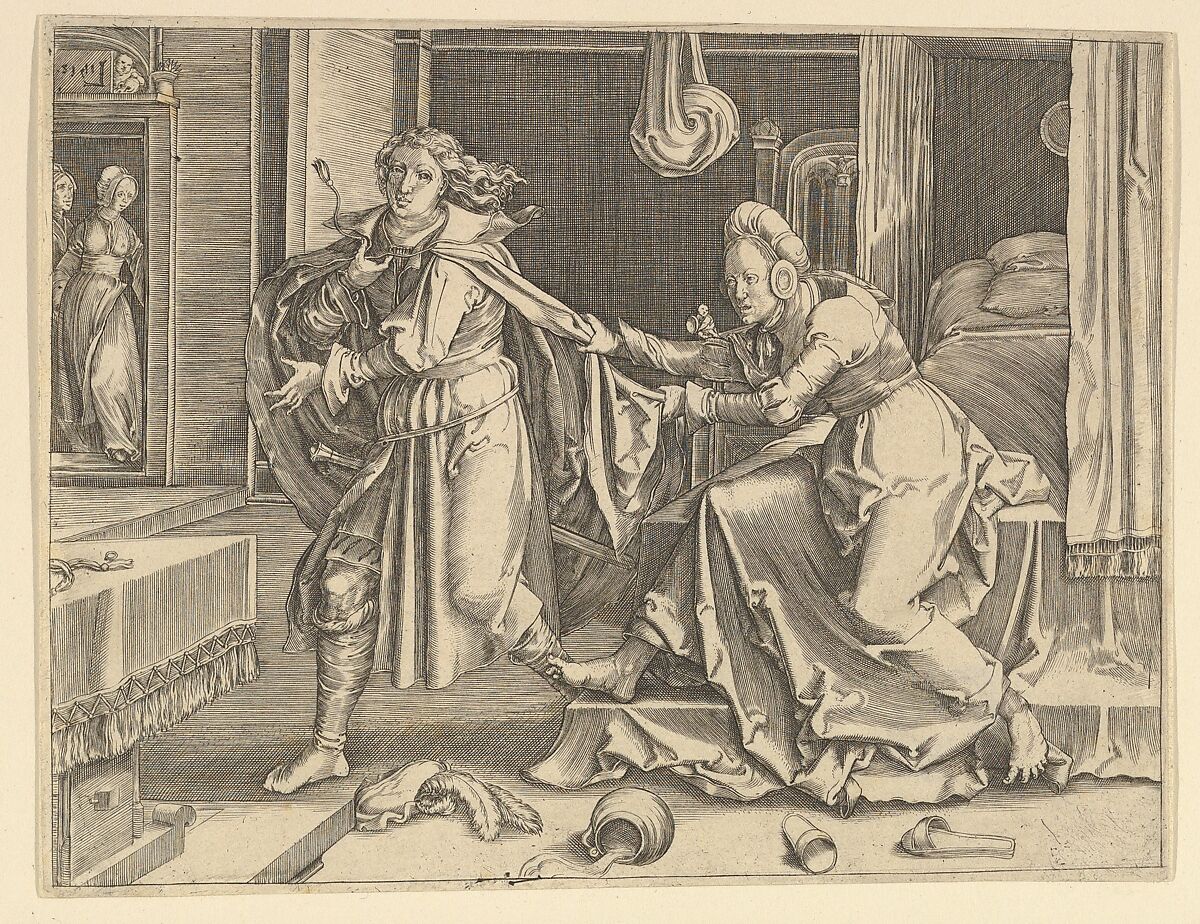 Joseph and Potiphar's Wife (copy), Clement de Jonghe (Dutch, Brunsbüttel (Landkreis Dithmarschen) 1624/1625–1677 Amsterdam), Engraving 