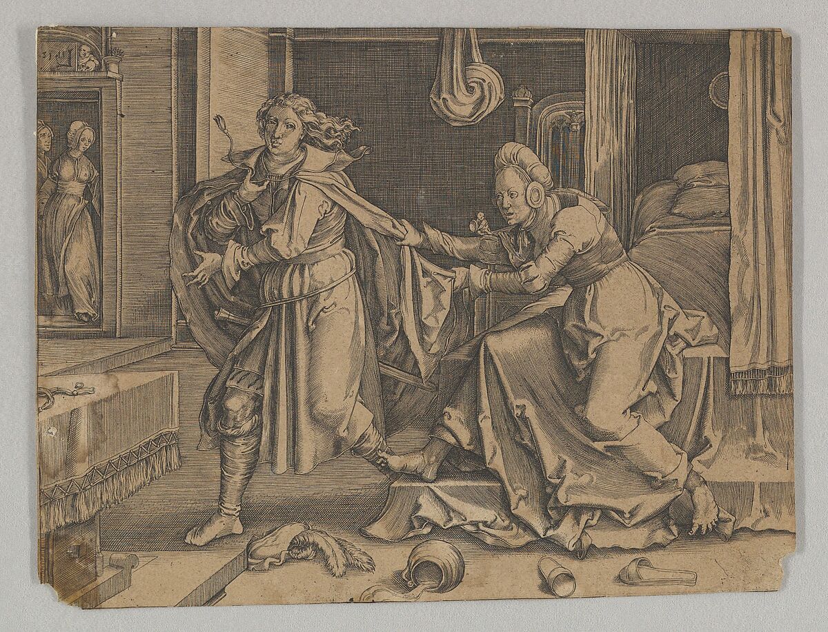 Joseph and Potiphar's Wife (reverse copy), After Lucas van Leyden (Netherlandish, Leiden ca. 1494–1533 Leiden) 