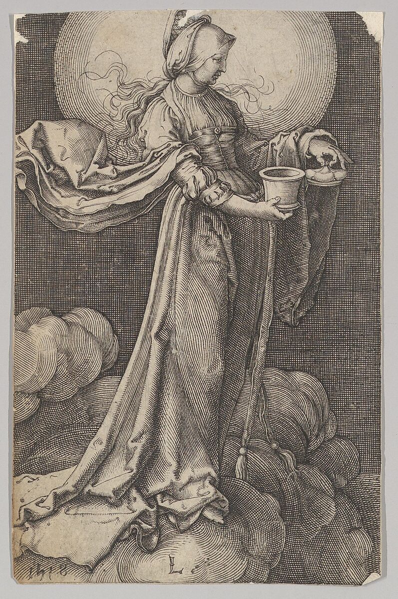 St. Mary Magdalene on the Clouds (reverse copy), After Lucas van Leyden (Netherlandish, Leiden ca. 1494–1533 Leiden) 