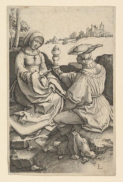 A Nobleman and a Lady Seated in a Landscape (copy), After Lucas van Leyden (Netherlandish, Leiden ca. 1494–1533 Leiden) 