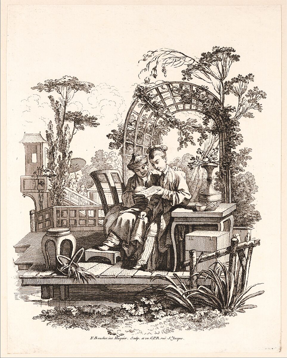 Man and Woman Reading, Gabriel Huquier (French, Orléans 1695–1772 Paris), Etching and engraving