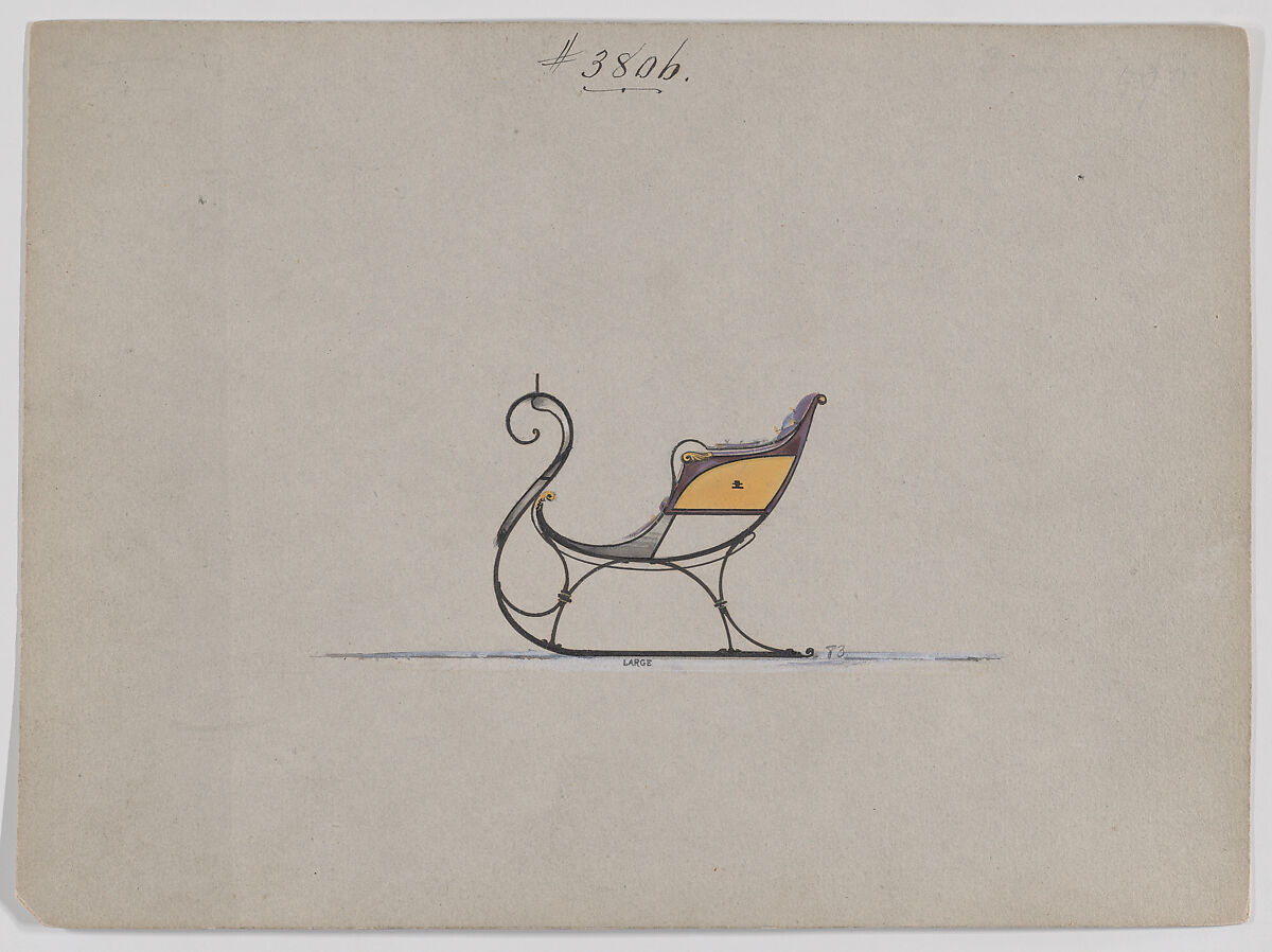 Half Panel Sleigh #3806, Brewster &amp; Co. (American, New York), Pen and black in, watercolor and gouache with gum arabic 