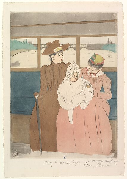 In the Omnibus, Mary Cassatt (American, Pittsburgh, Pennsylvania 1844–1926 Le Mesnil-Théribus, Oise), Drypoint and aquatint, printed in color from three plates; seventh state of seven (Mathews & Shapiro) 