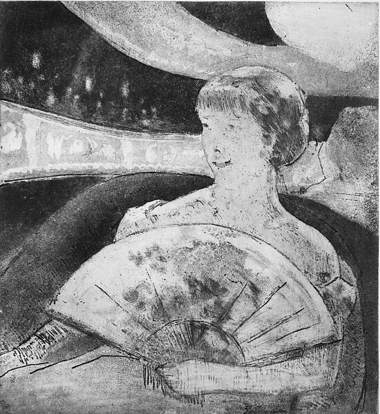 In the Opera Box (No. 3), Mary Cassatt (American, Pittsburgh, Pennsylvania 1844–1926 Le Mesnil-Théribus, Oise), Soft-ground, aquatint and etching; fourth state of four