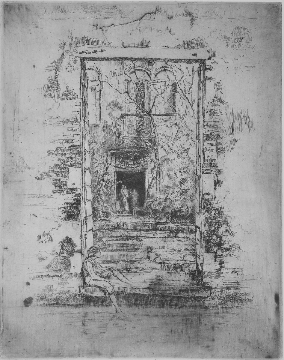 The Garden, James McNeill Whistler (American, Lowell, Massachusetts 1834–1903 London), Etching and drypoint, printed in dark brown ink on medium weight ivory laid paper; fifth state of fiteen (Glasgow)