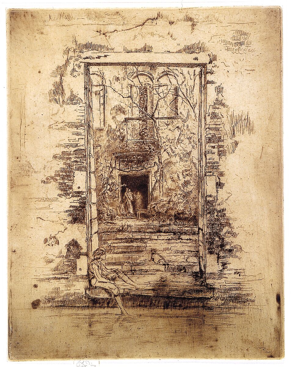 The Garden, James McNeill Whistler (American, Lowell, Massachusetts 1834–1903 London), Etching and drypoint, printed in dark brown ink on medium weight ivory laid paper; fifth state of fiteen (Glasgow)