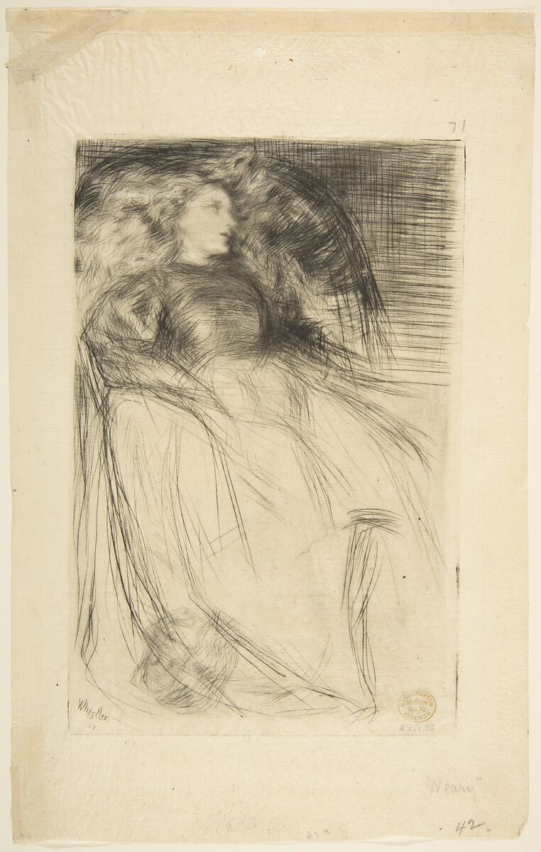 Weary, James McNeill Whistler (American, Lowell, Massachusetts 1834–1903 London), Drypoint, printed in black ink on tissue weight ivory Japan; fourth state of six (Glasgow)